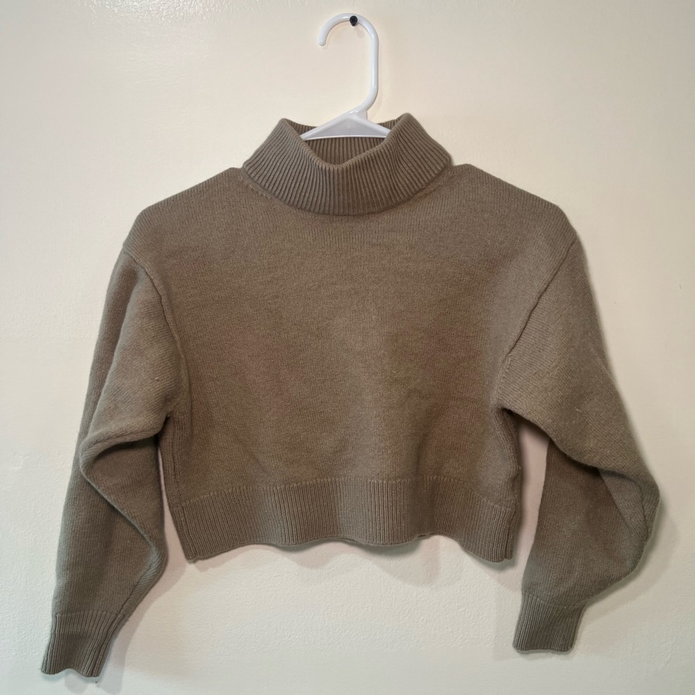 Wilfred Free Merino Wool Tan Turtleneck Sweater